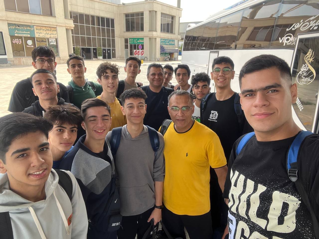 Away Trip Selfie · Youth Squad by the Team Bus